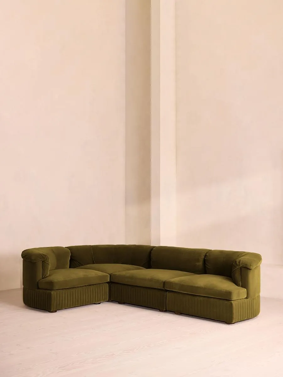 Oona Modular Sofa, L-Shape Sofa, Velvet Olive