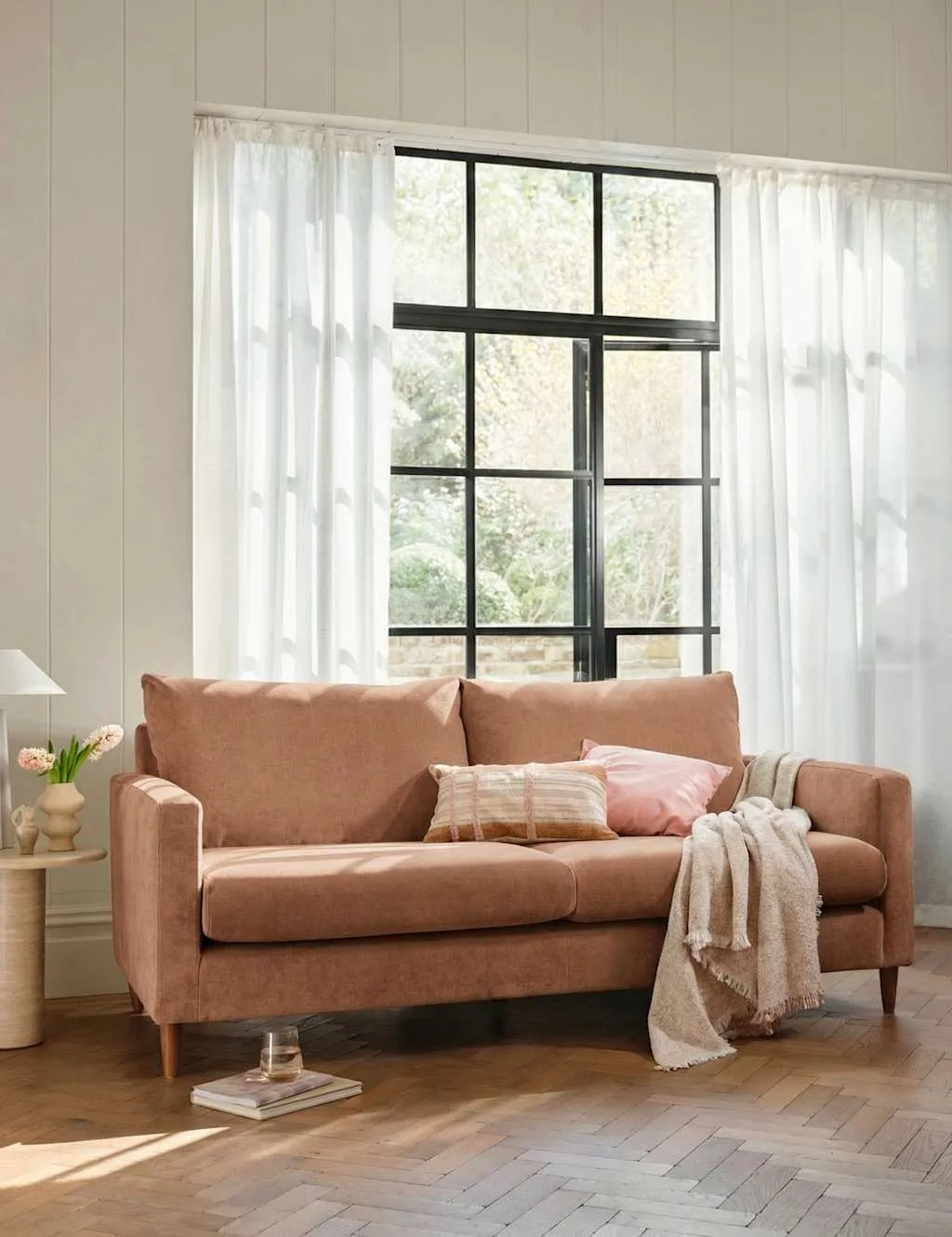 BARKER AND STONEHOUSE Todd Chenille 3 Seater Sofa Pink
