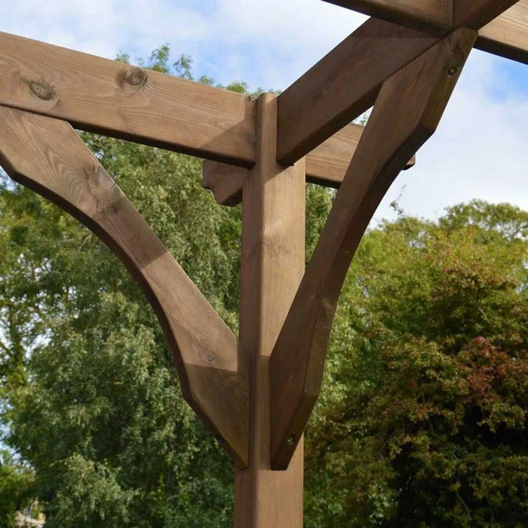 Rutland County Garden Furniture Ltd Wall Mounted Premium Pergola, Wood, L240 x W240 x H270cm, Rustic Brown 5