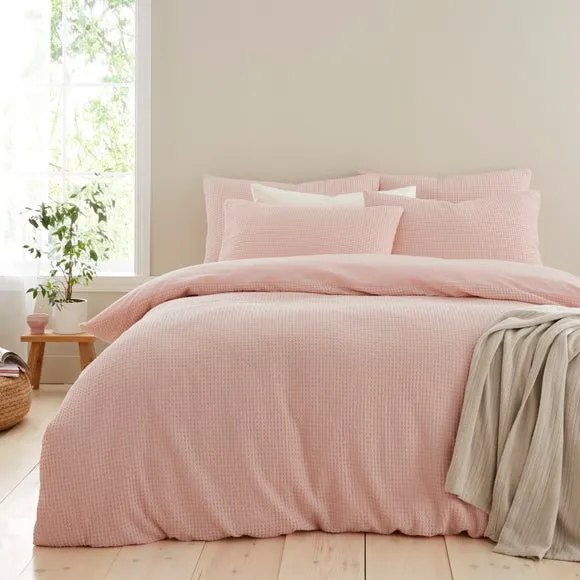 Ashton Waffle 100% Cotton Duvet Cover & Pillowcase Set 4