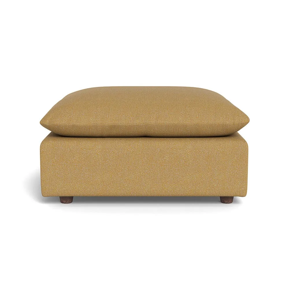 Heal's Astrid Ottoman Boucle Tweed Citrine Walnut Stained Beech Feet