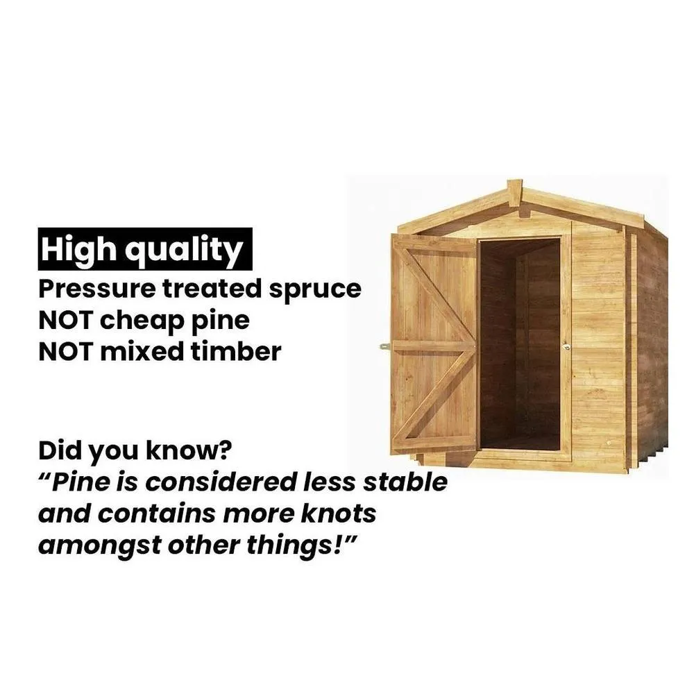 Dunster House Heavy Duty Log Shed 5x7ft (1.5x2.0m) 19mm Tongue & Groove, Pressure Treated in Brown 4
