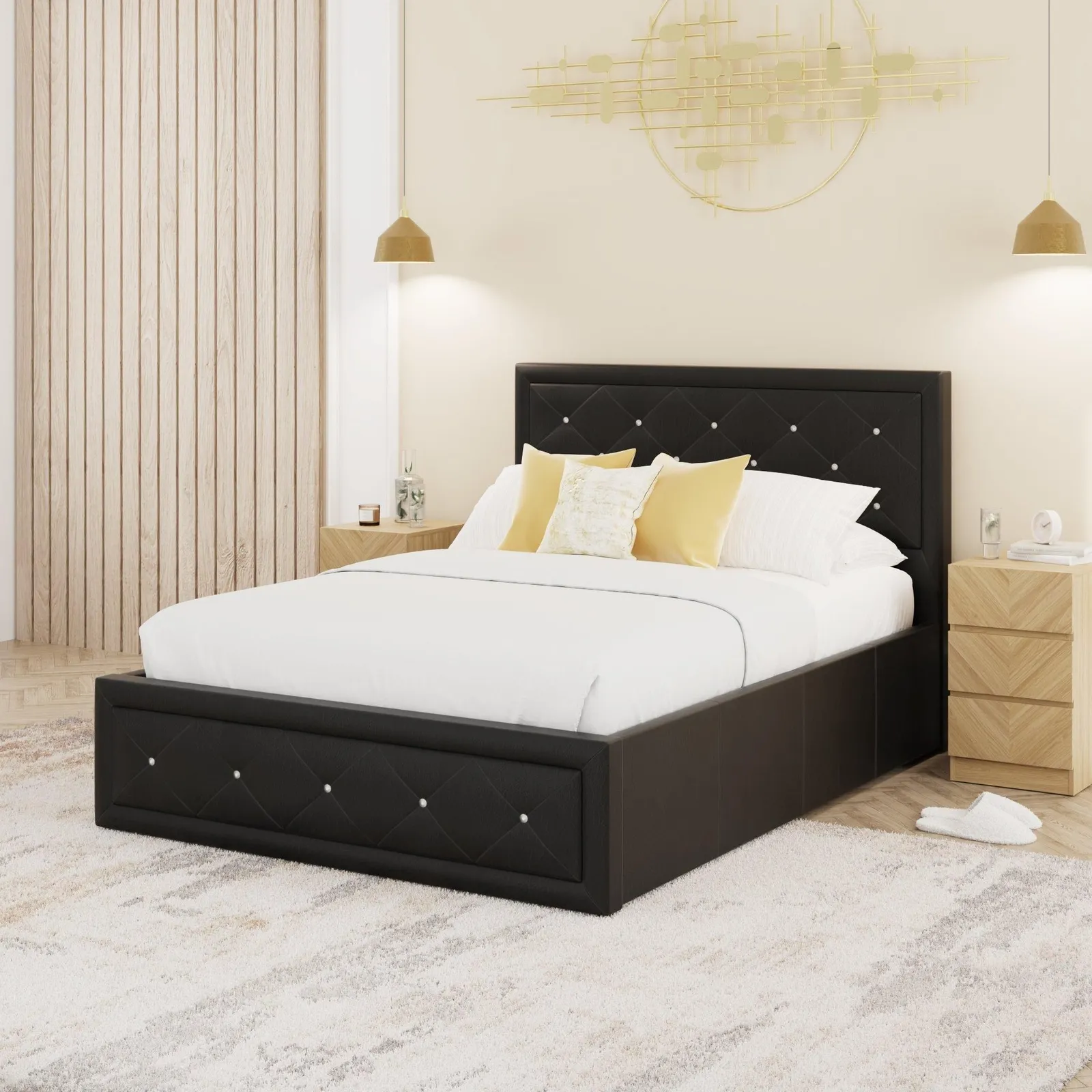 GFW Hollywood Ottoman Storage Bed in Black