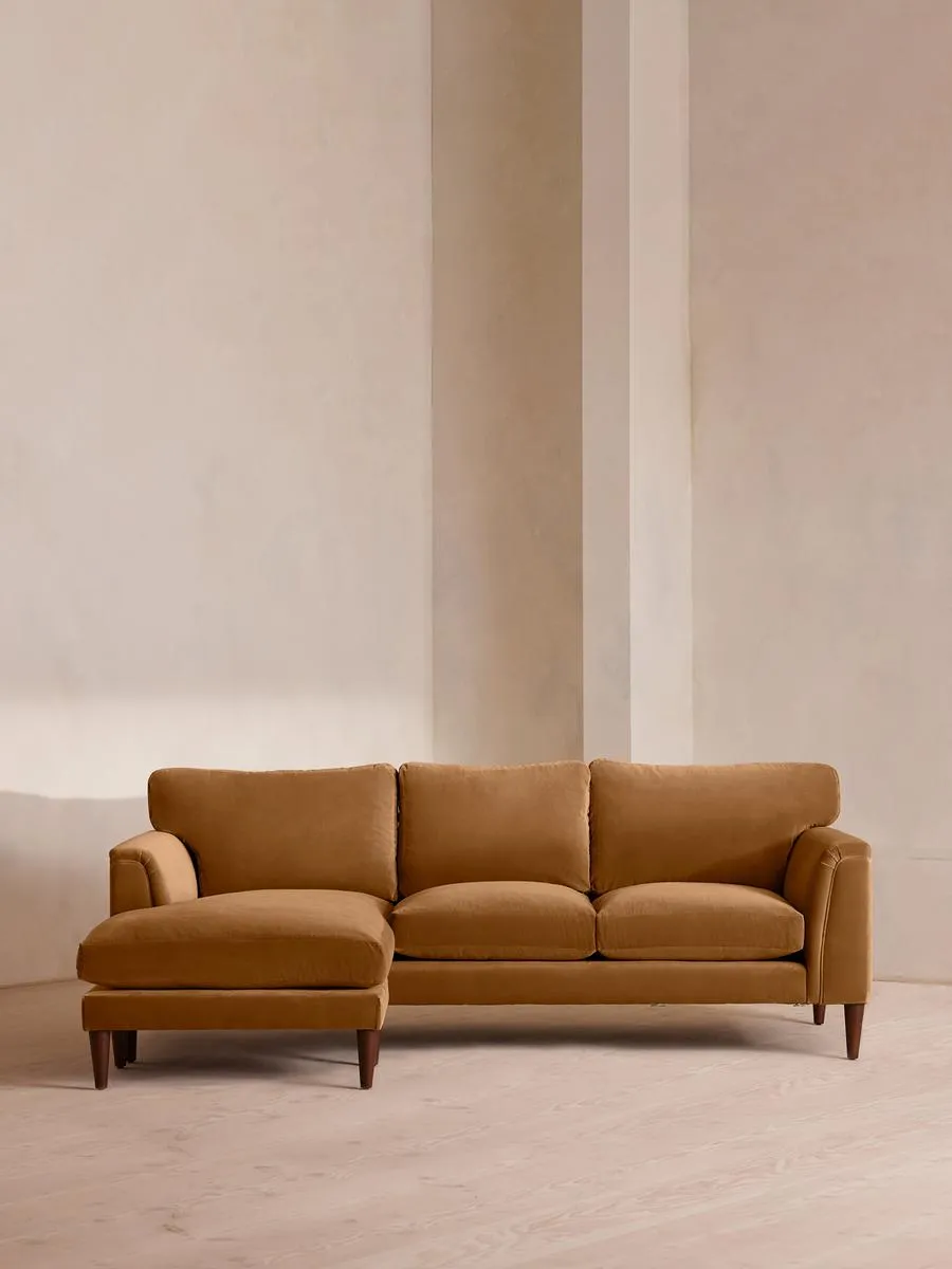 Reya Chaise-end Sofa, Velvet, Mustard