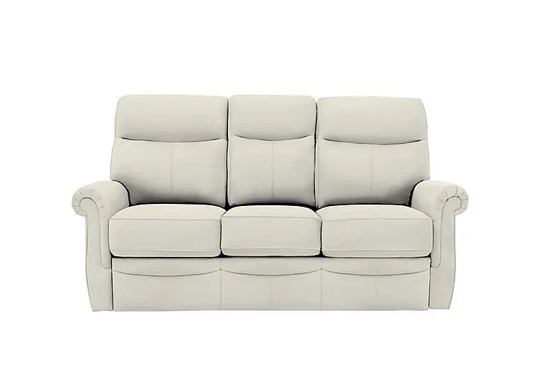 Avon Small 3 Seater Leather Sofa - Oxford Light Grey
