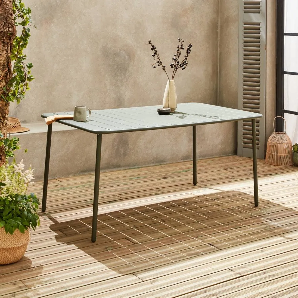 sweeek 6-8 seater rectangular steel garden table in Khaki 1