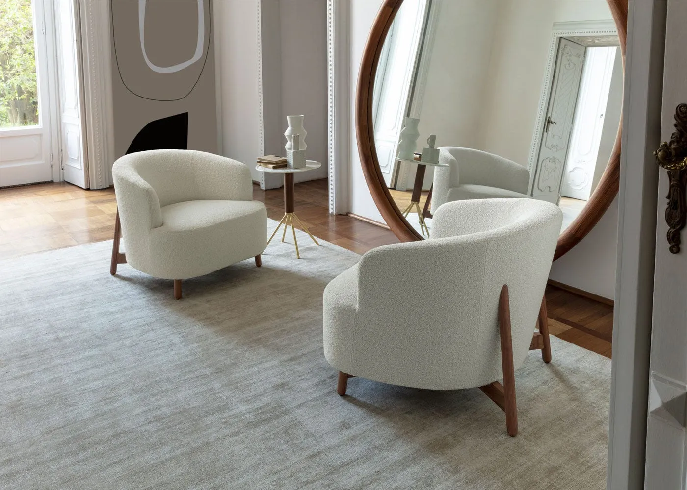 Porada Copine Wood Lounge Chair Walnut Base Bouclage 01 2