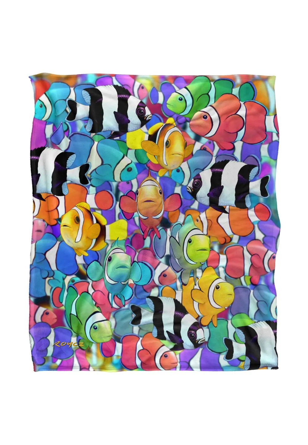 JQ Licensing Royce Mcclure Humbugs & Clown Fish Pattern Silky Touch Super Soft Throw Blanket 152 X 127 cm in White