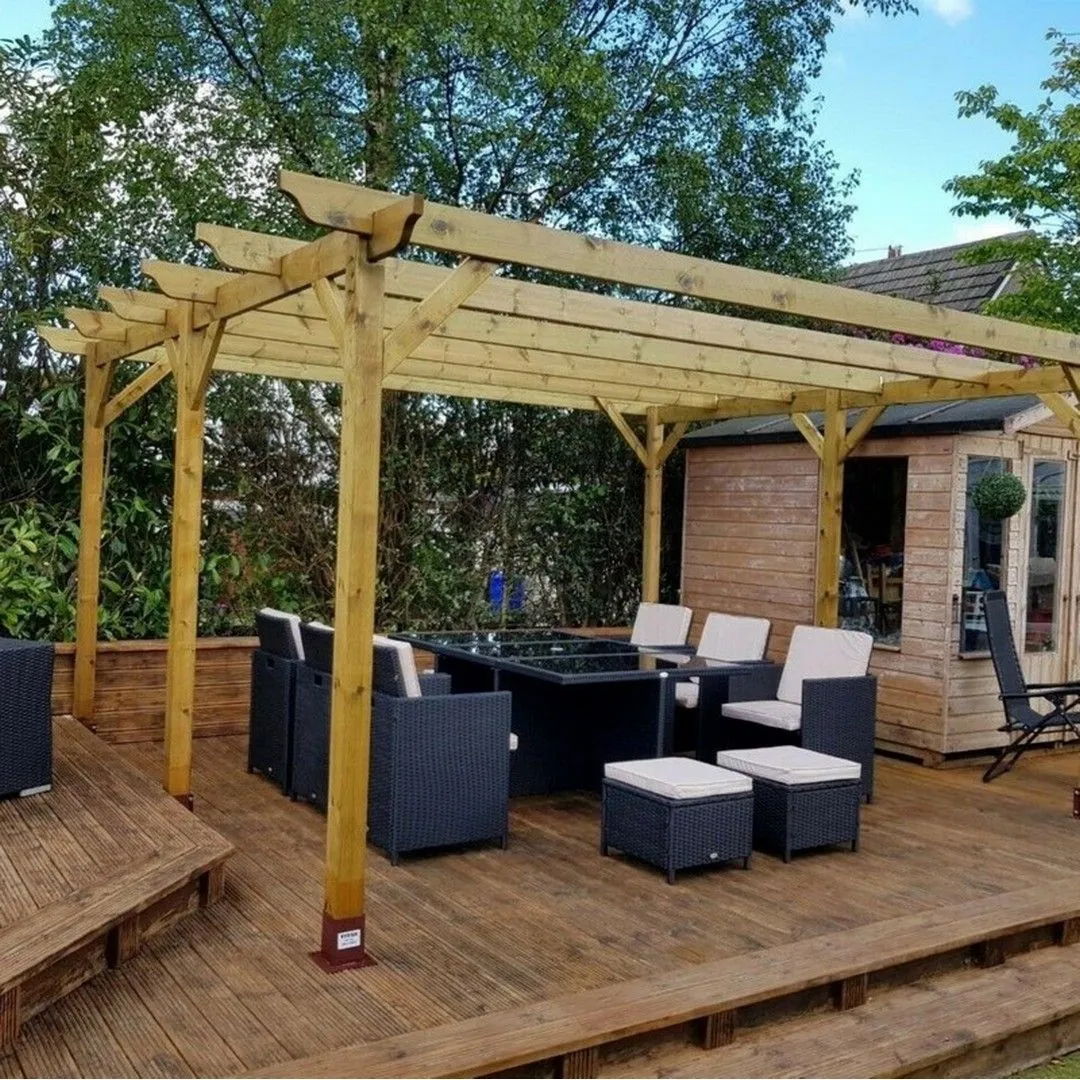 Rutland County Garden Furniture Ltd Garden Pergola 6 Posts - Wood - L480 x W780 x H270 cm - Light Green 4