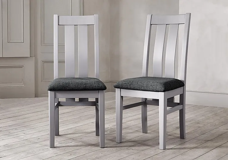 Lewis Set of 6 Wooden Slatted Back Dining Chairs - Anthracite