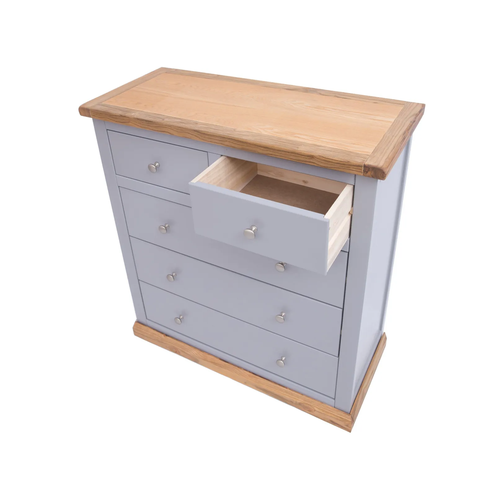 Cabinet Bits Biccari 5 Drawer Chest of Drawers Chrome Knob in Grey 4