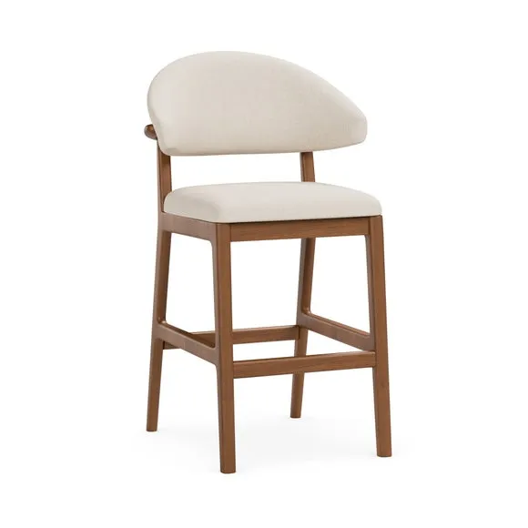 Hugh Dark Stained Counter Height Bar Stool, Fabric 6