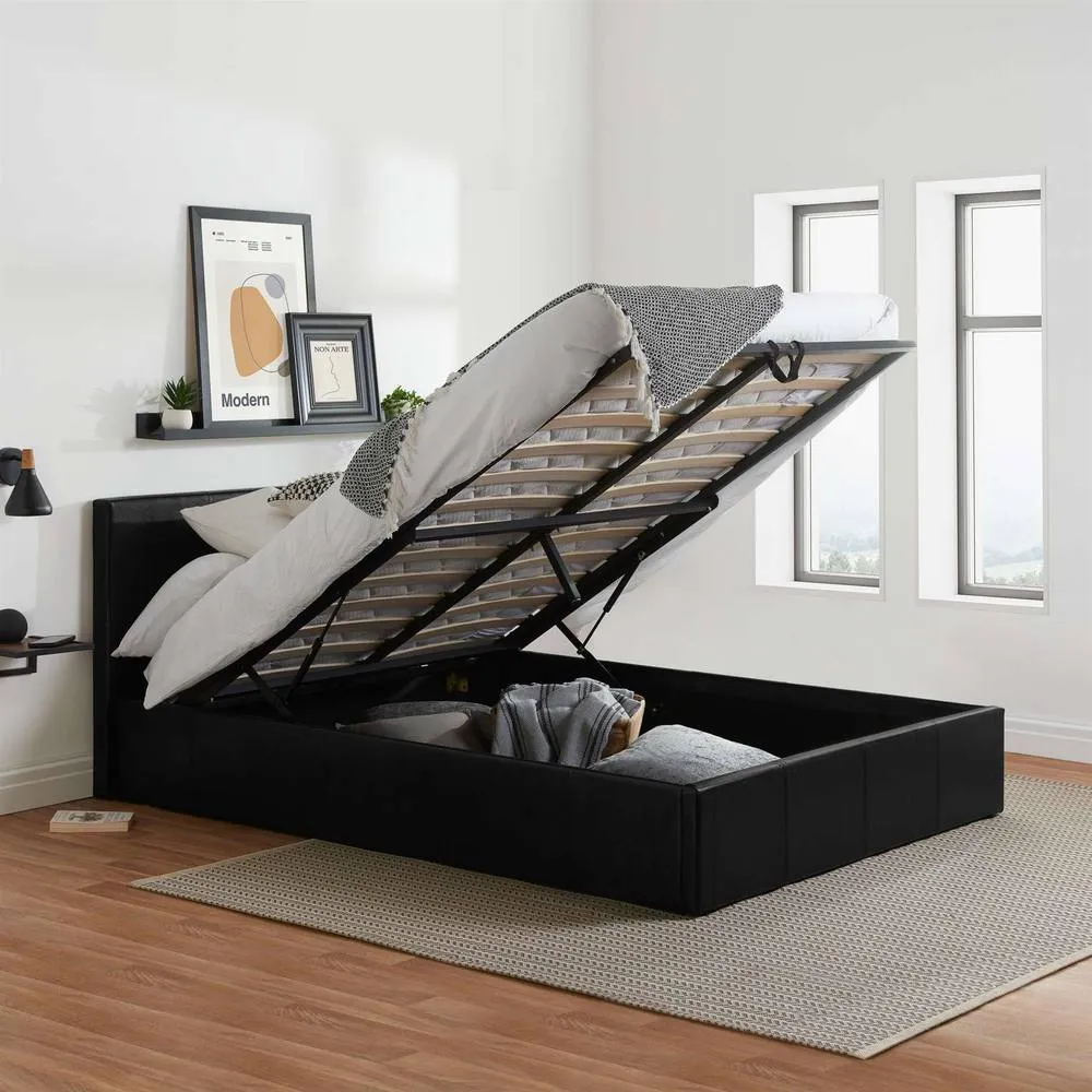Birlea Berlin Black Ottoman Bed Faux Leather 2