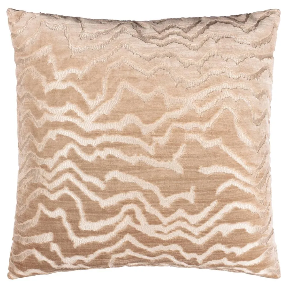 Paoletti Tierra Cut Velvet Abstract Cushion in Taupe 2