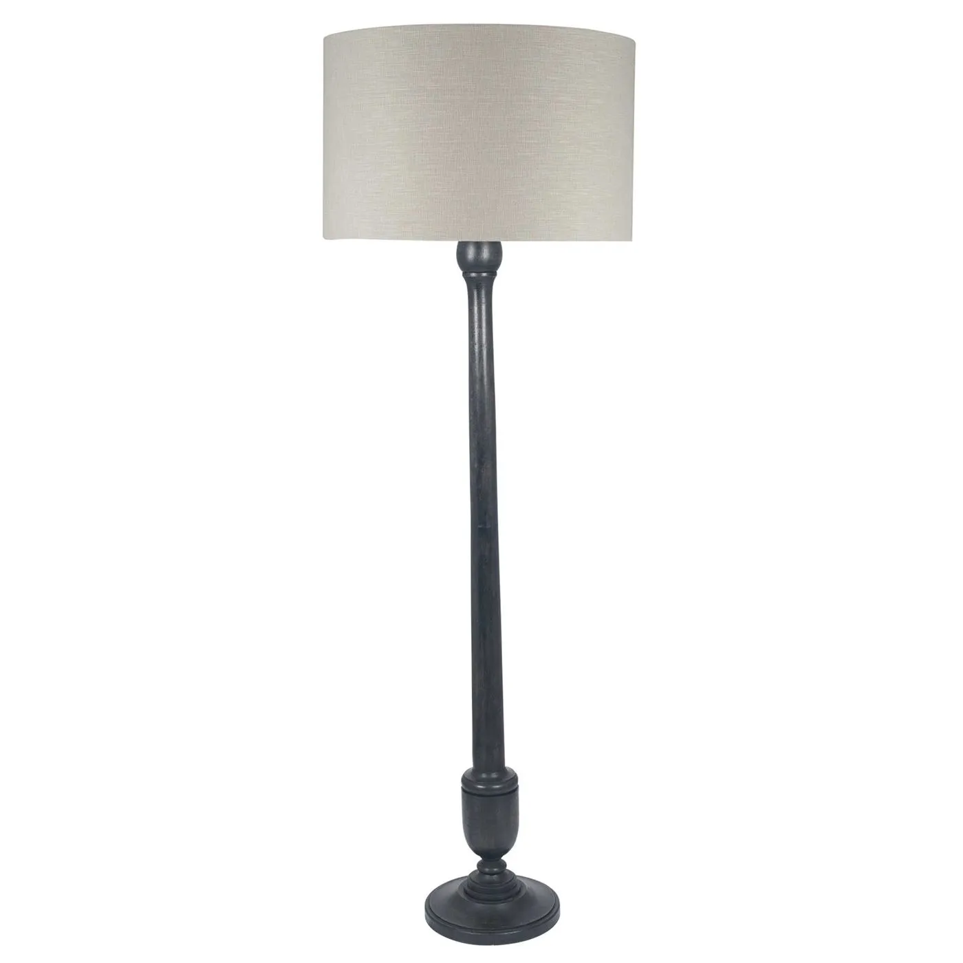 Dark Wood Floor Lamp, Black