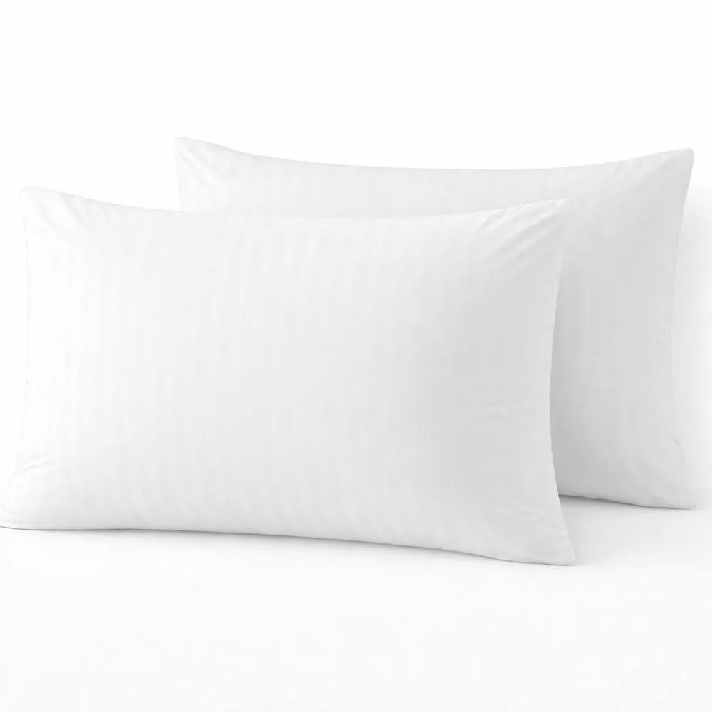 Homes-Linen Super Soft Microfiber Embossed Stripe Pillowcases Pair in White