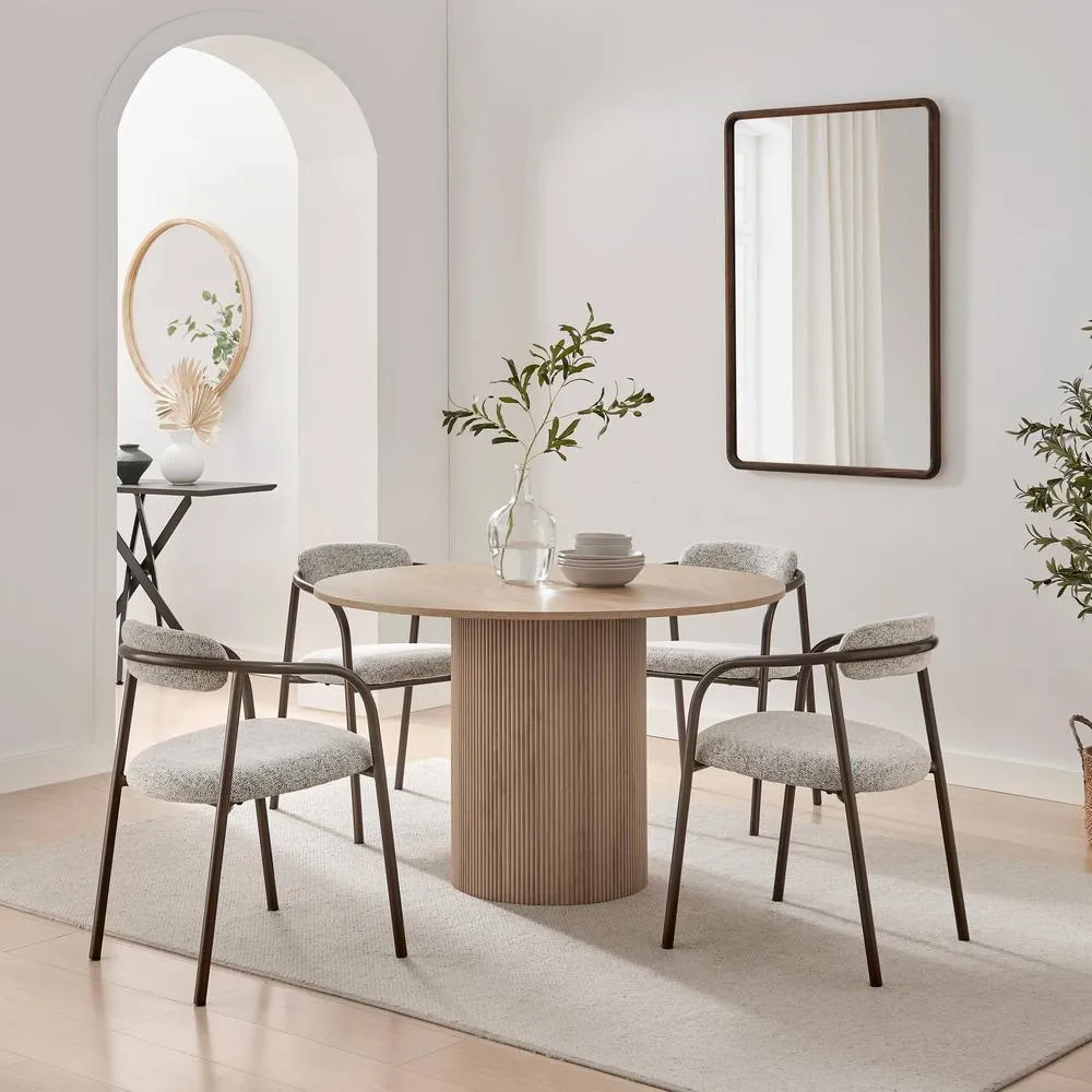 FurnitureboxUK 2x Rhea Grey Fabric Dining Chairs Bronze Legs 4