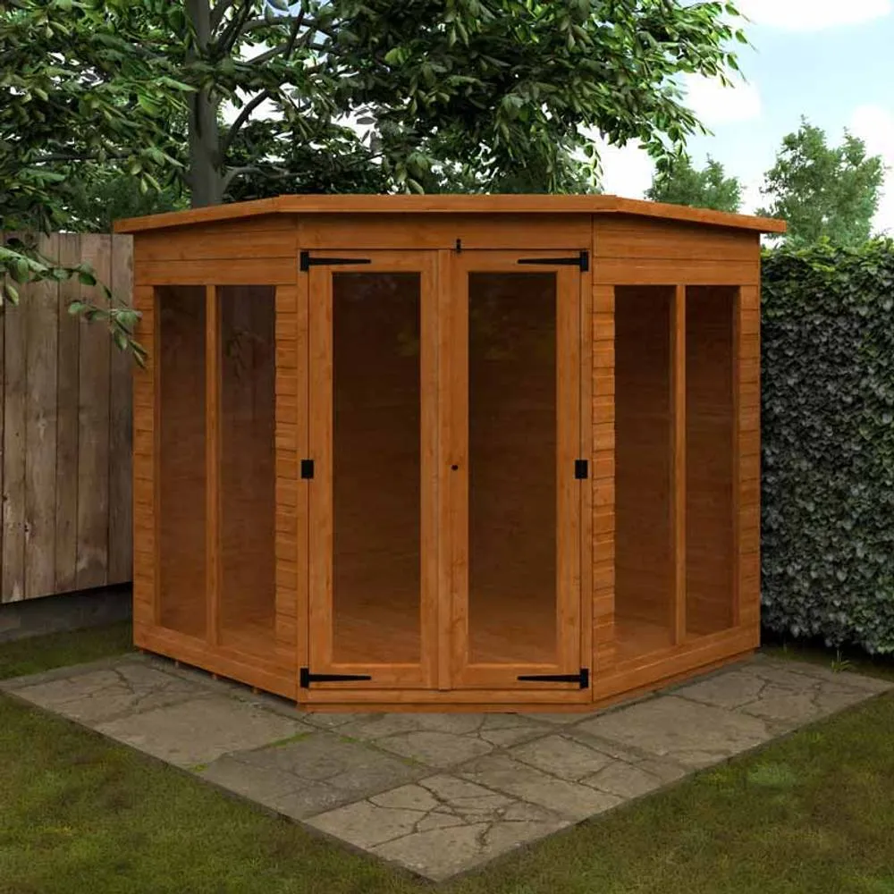 Buttercup Farm 7 x 7 Feet Full Pane Cornerhouse 12mm Shed - Solid Wood/Softwood/Pine in Burnt Orange 2