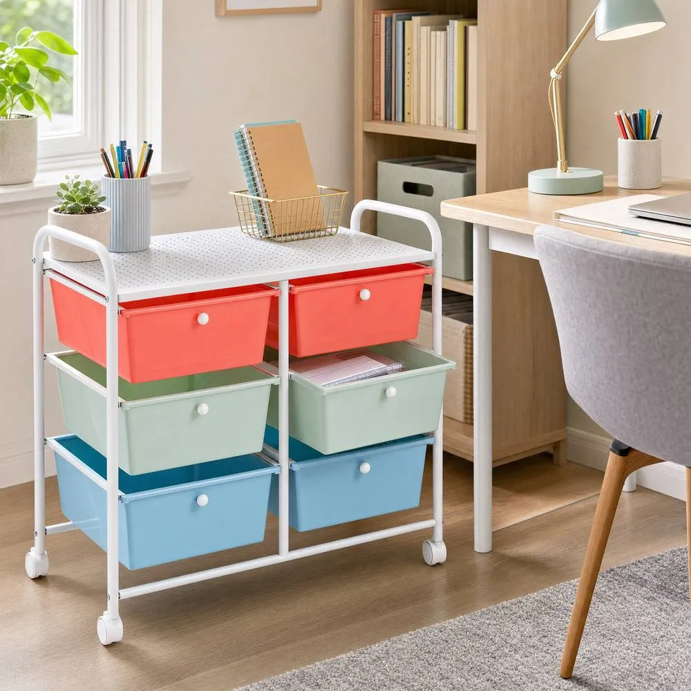 Costway 6-Drawer Rolling Cart Storage Cart w/4 Universal Wheels 4