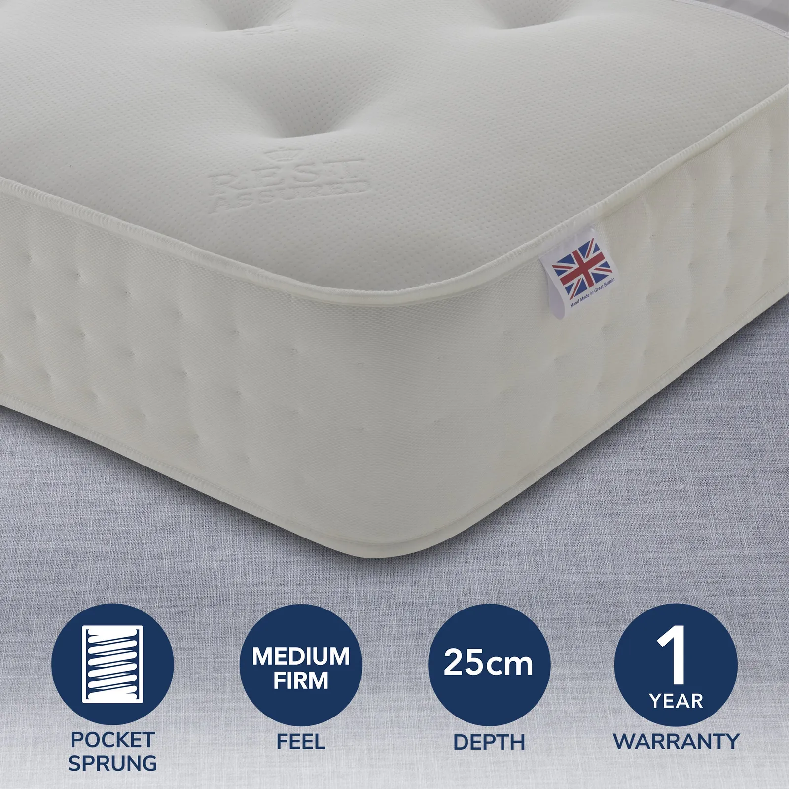 Rest Assured 1000 Pocket Orthopaedic Mattress White