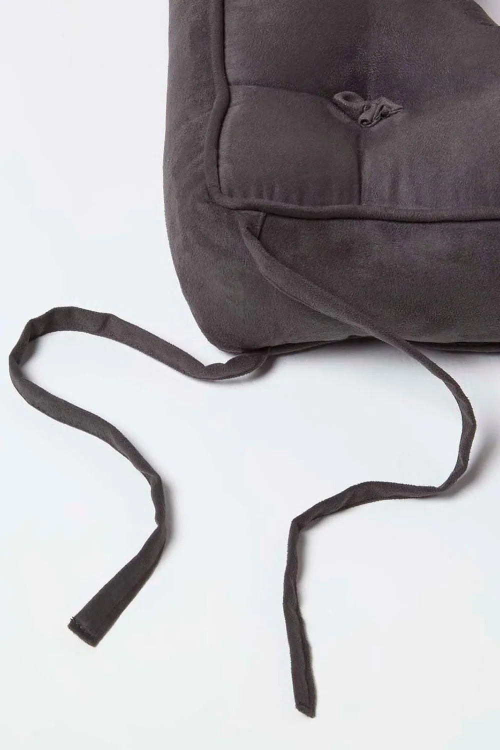 Homescapes Faux Suede Coccyx Cushion with Ties in Grey 4