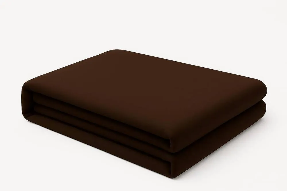 Homes-Linen Plain Dyed Flat Sheet Polycotton Blend Easy Care Bed Linen in Chocolate
