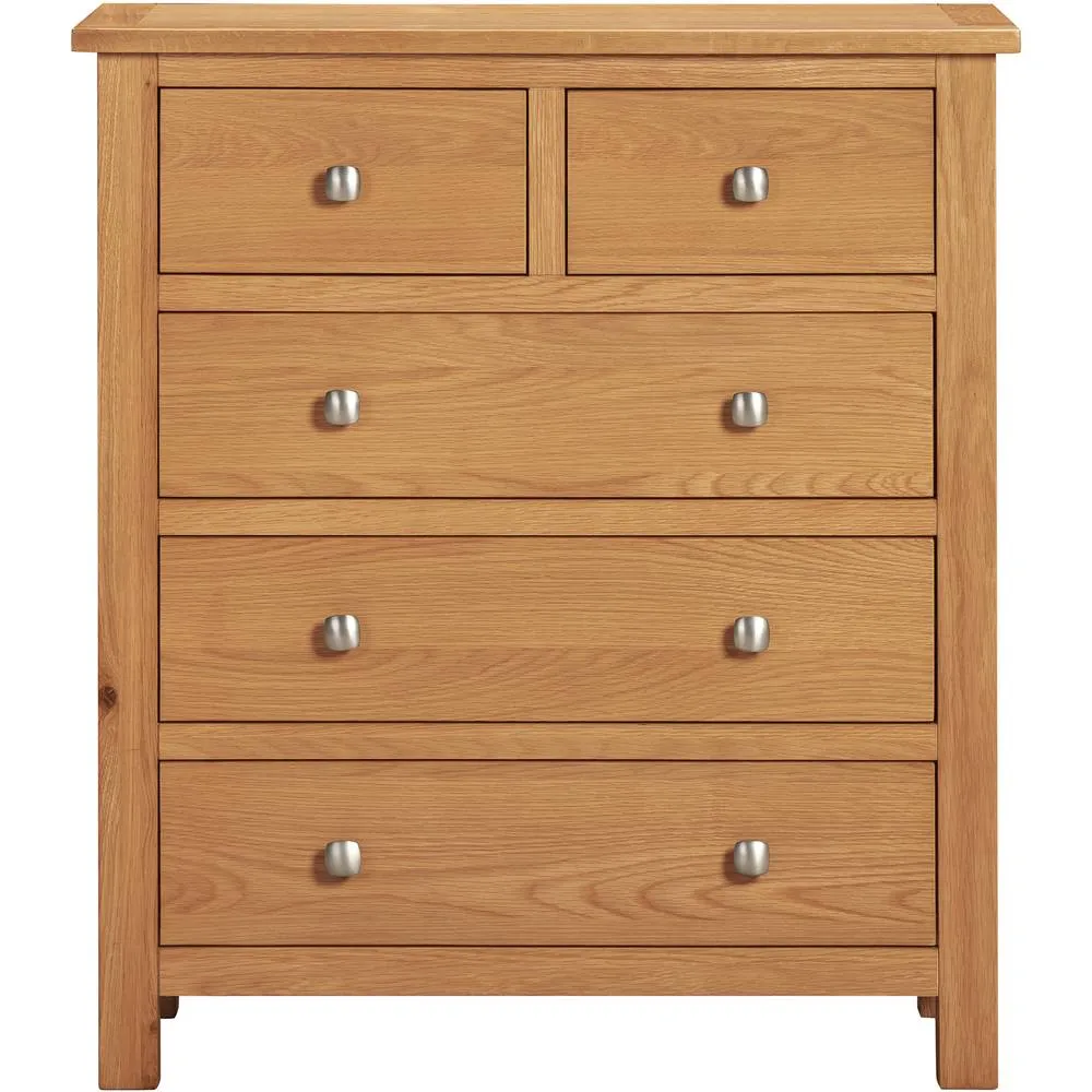 Seconique Cambridge 3+2 Drawer Chest - Honey (Fully assembled) in Light Brown 3