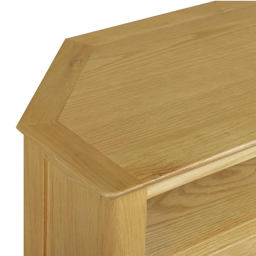 FurnitureboxUK Belle Solid Oak Wood Corner TV Stand in Light Brown 6