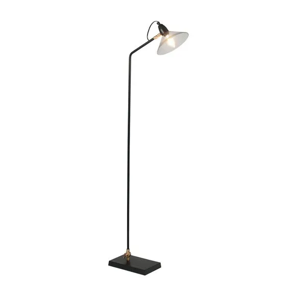 Canton Matt Black and Glass Cone Floor Lamp 2