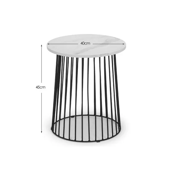 Broadway Round Lamp Table, White Marble Effect 6