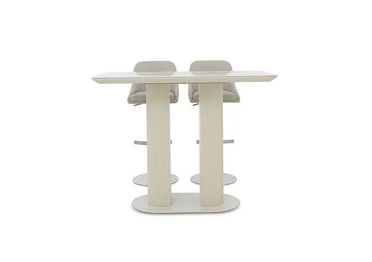 Avorio 130cm Table and 2 Swivel Bar Stools Set