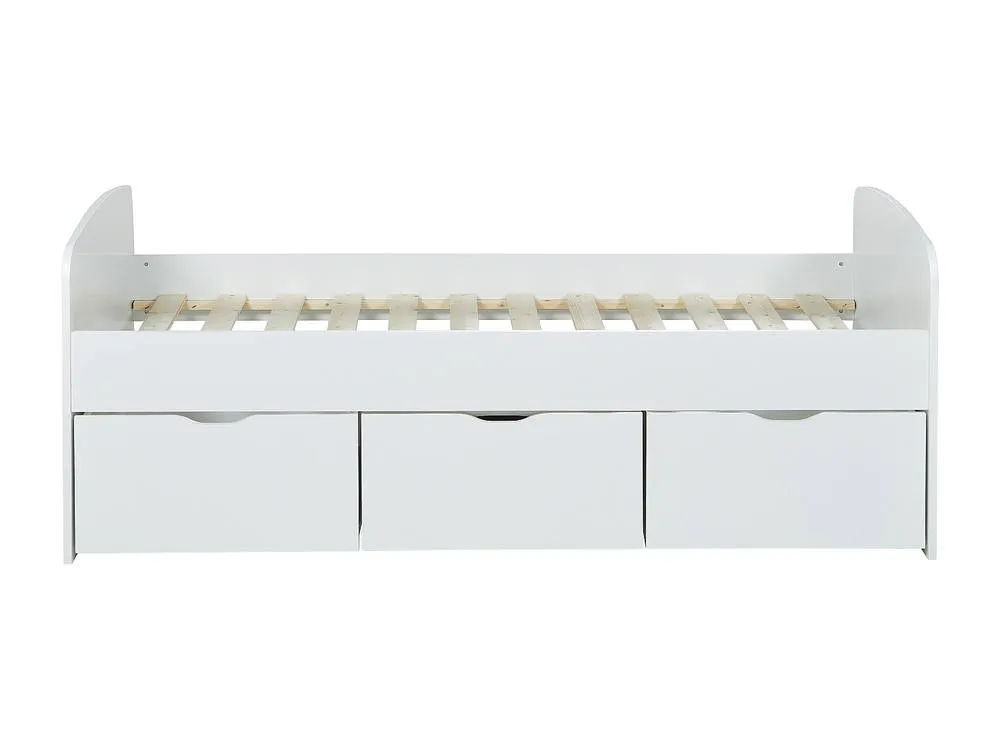 Vente-unique Bed With 2 Drawers & 1 Storage Box - 90 X 190 Cm - White - LOUANE 2