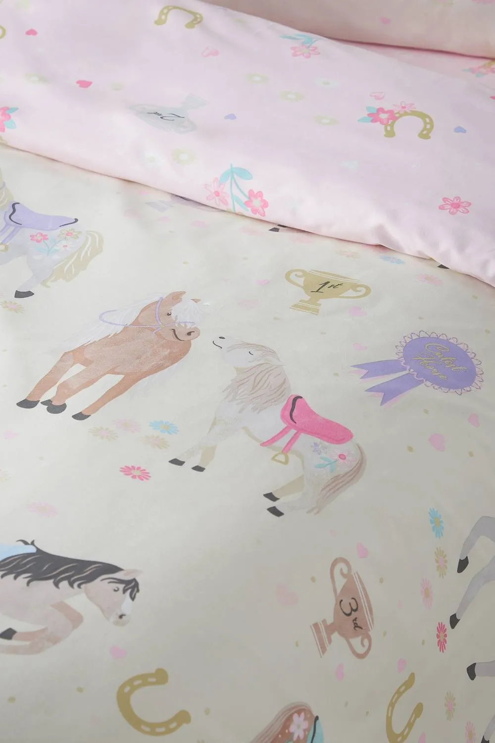 Catherine Lansfield 'Happy Horses' Reversible Duvet Cover Set in Cream 4