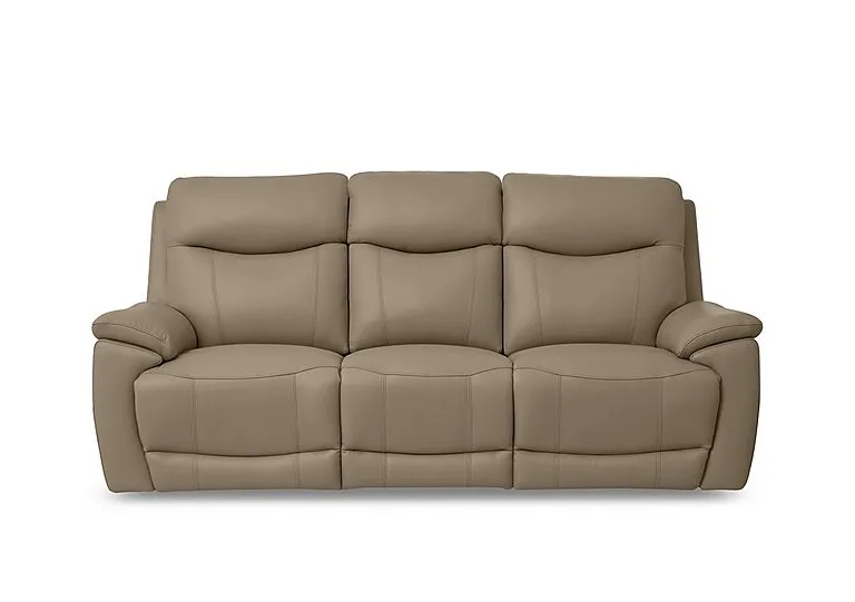 Sloane 3 Seater 3 Cushion Leather Sofa - Barley - Sofas and Armchairs - In Time for Christmas
