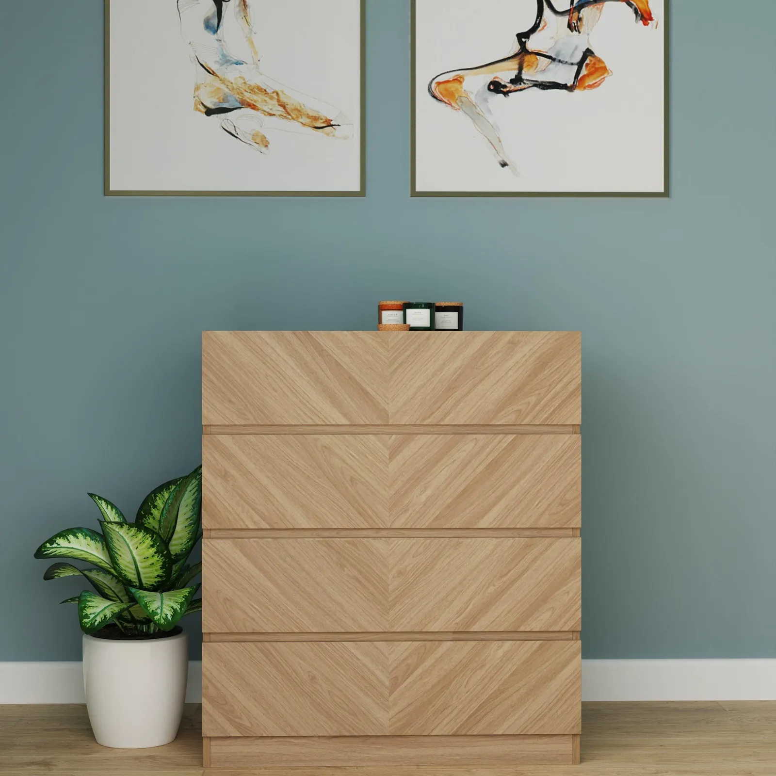 GFW Catania 4 Drawer Chest in Light Oak