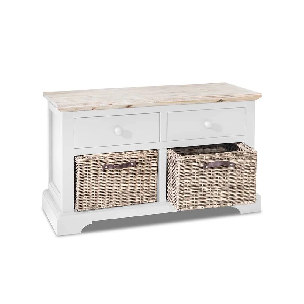 Statement Furniture Florence Storage Bench with 2 Drawers & 2 Baskets in White 2