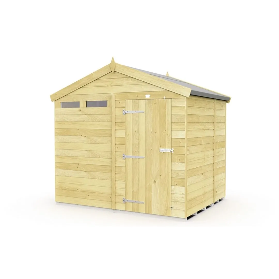 Buttercup Farm 8 x 5 Feet Apex Security Shed - Single Door - L158 x W231 x H217 cm in Brown