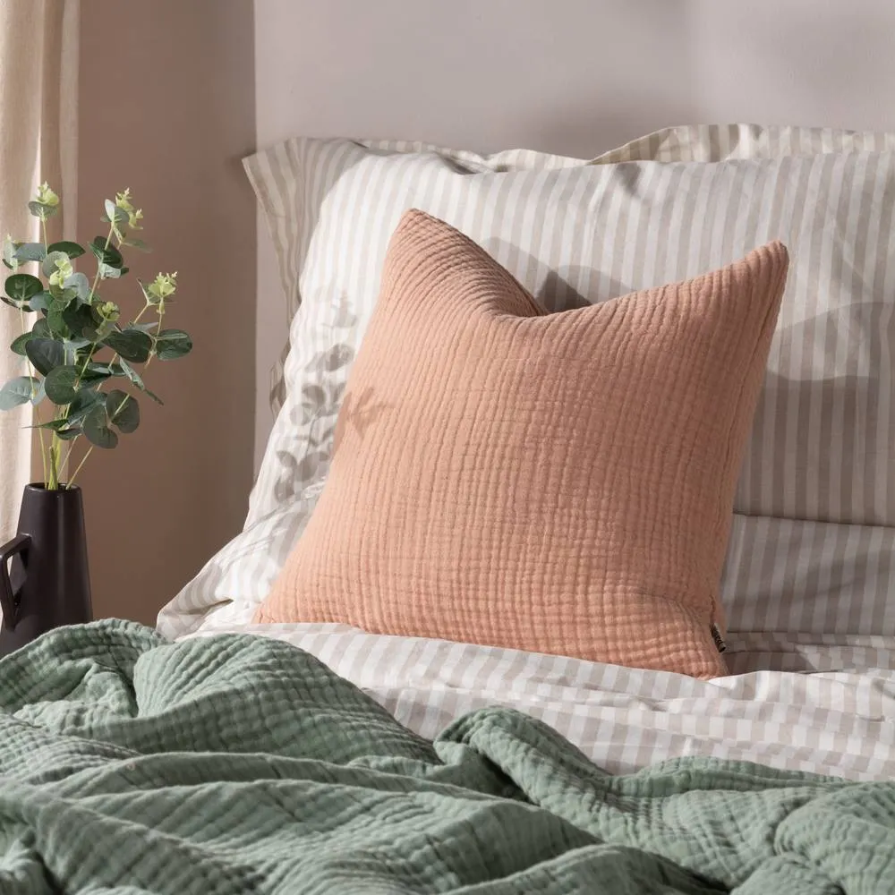 Yard Lark Muslin 100% Cotton Plain Cushion in Dusty Pink 1