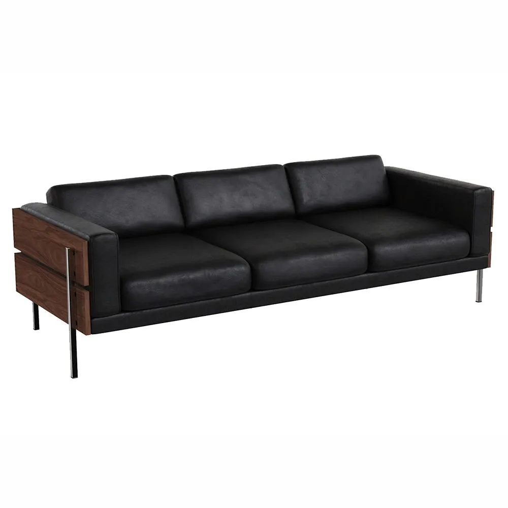 Case Forum 3 Seater Sofa Black Leather 2