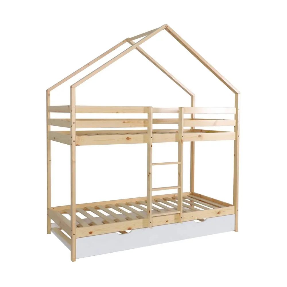 sweeek Children's bunk bed 90 x 190 cm natural pine with pull-out bed 2
