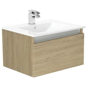 Newland Natural Oak Basin Unit Single Drawer Suspended - 600mm