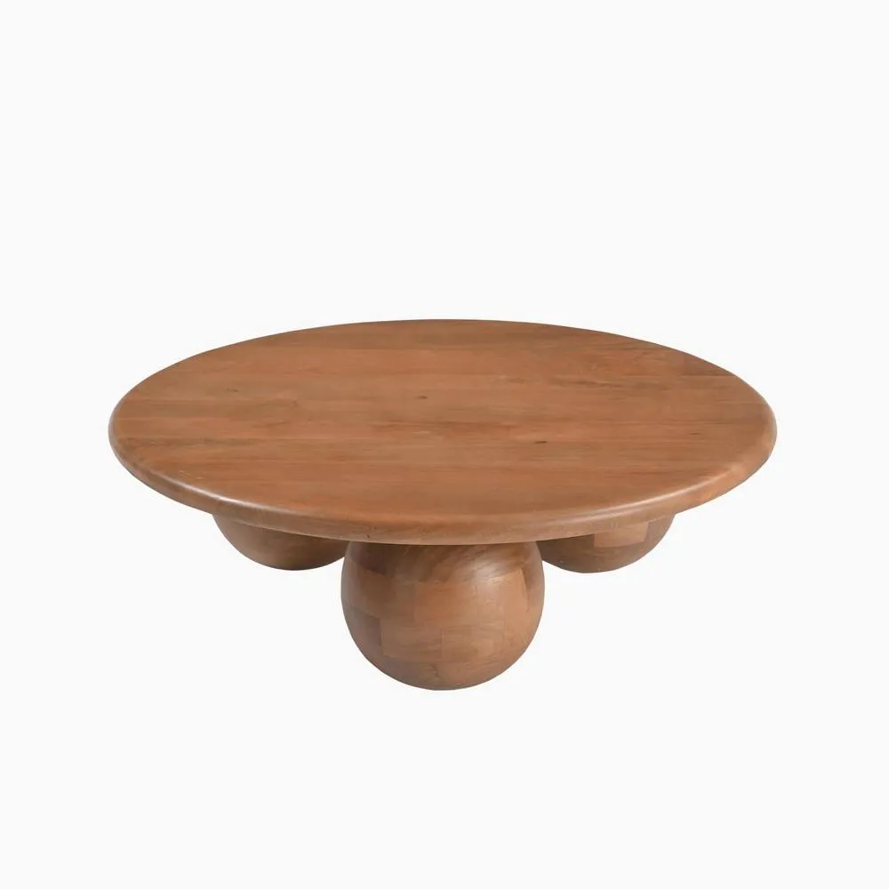 FurnitureboxUK Olympus Round Wood Sphere Leg Coffee Table in Walnut 5