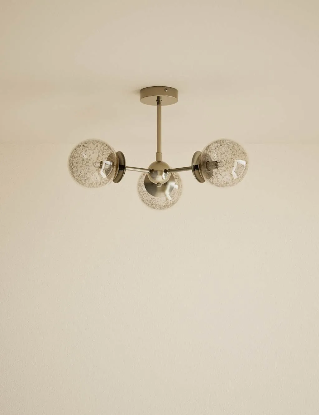 M&S Sputnik Bubble Glass 3 Arm Flush Ceiling Light Champagne