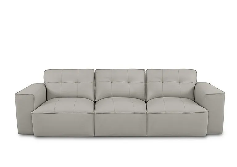 Cushino 4 Seater Leather Sofa - Light Grey - Sofas and Armchairs - In Time for Christmas