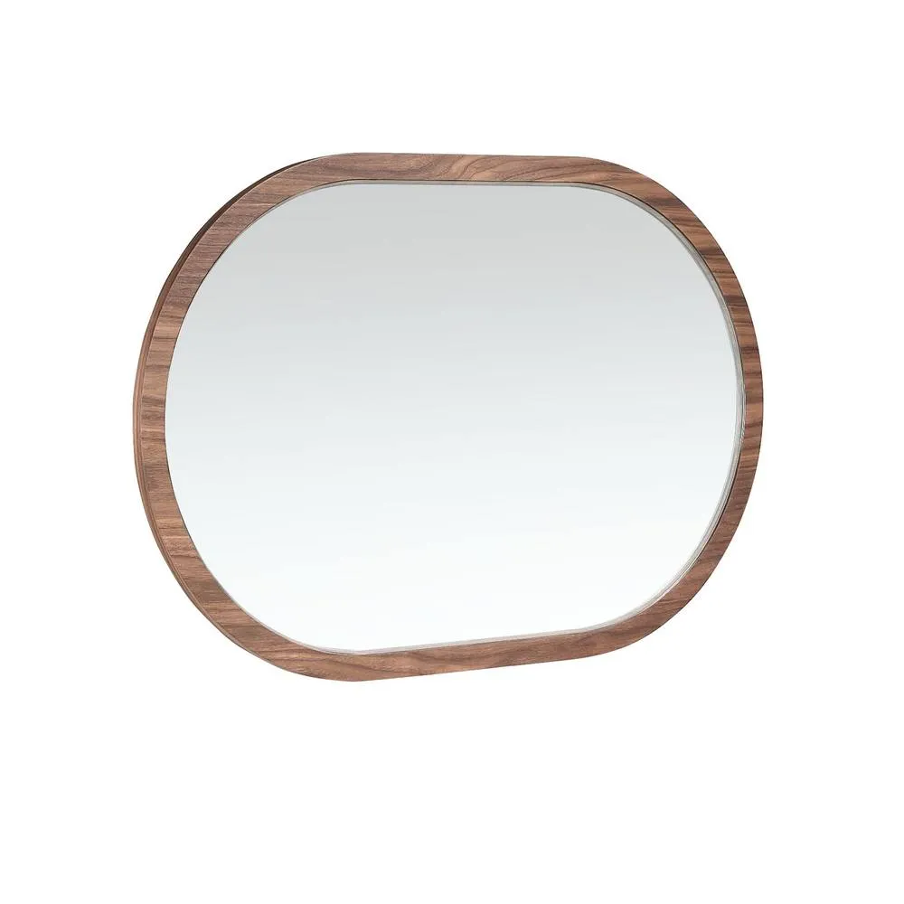 Angel Cerda Oval Wall Mirror in Walnut Veneer