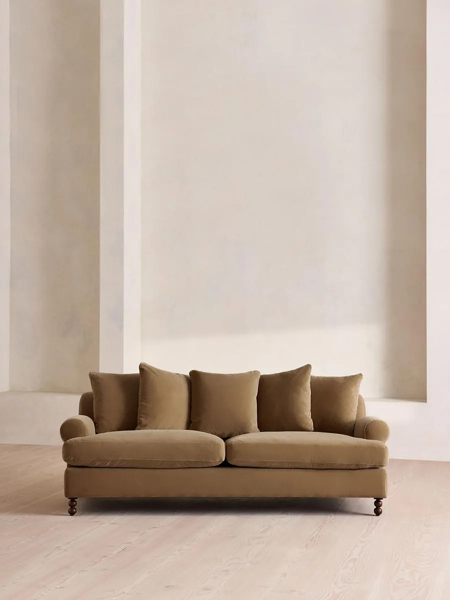 Audrey Three Seater Sofa, Velvet, Truffle