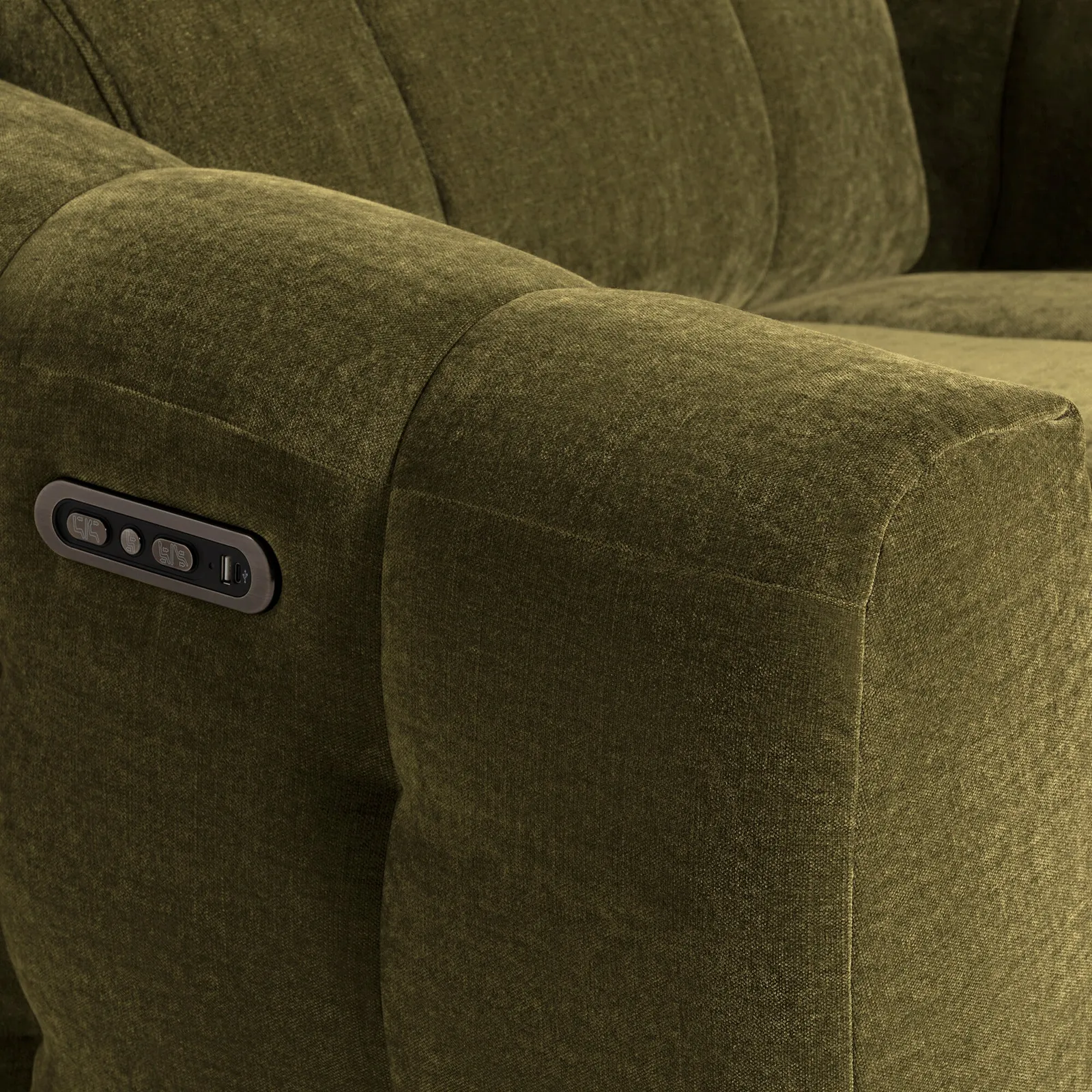 Montgomery Power Recliner Chair & Headrest, Green Fabric | Barker & Stonehouse 3