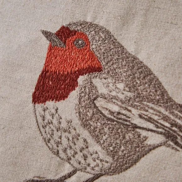 Embroidered Robin Tartan Square Cushion 2