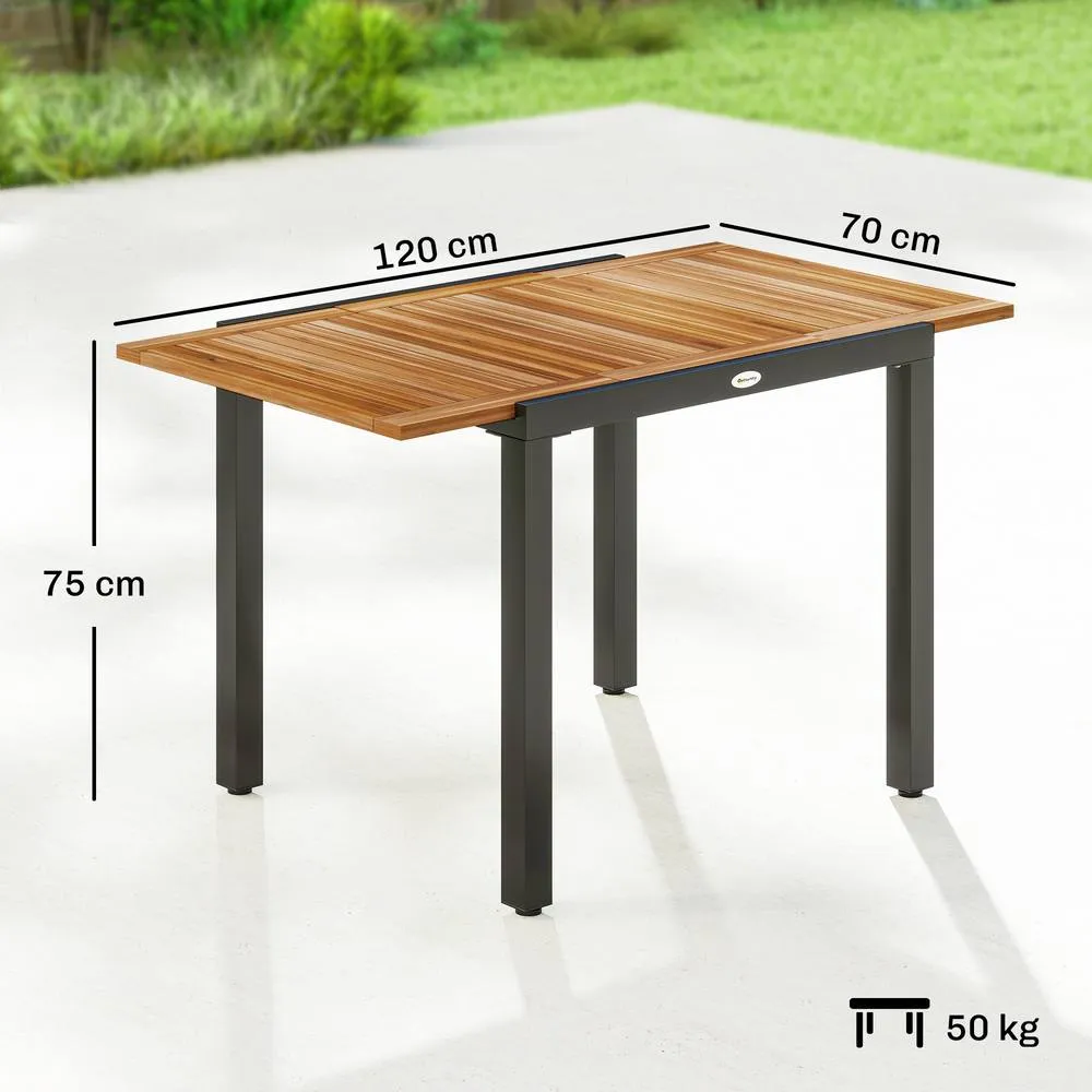 OUTSUNNY Patio Dining Table Expandable 80-120 cm in Natural 3
