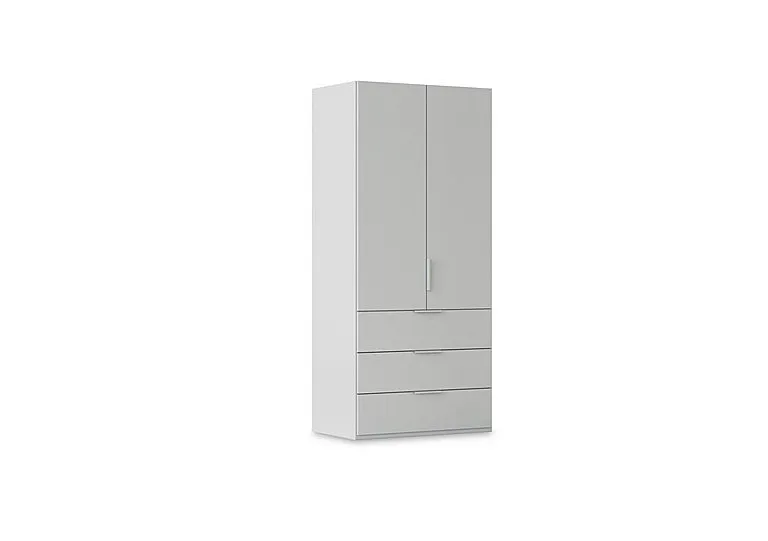 Haven 101cm 2 Door Combi Wardrobe with Décor Doors - Silk Grey/Silk Grey Front